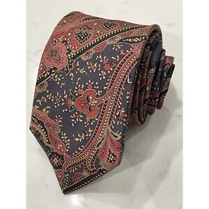 VTG Aquascutum London Paisley Tie 100% Silk 59 x 3.5 Ancient Madder Preppy